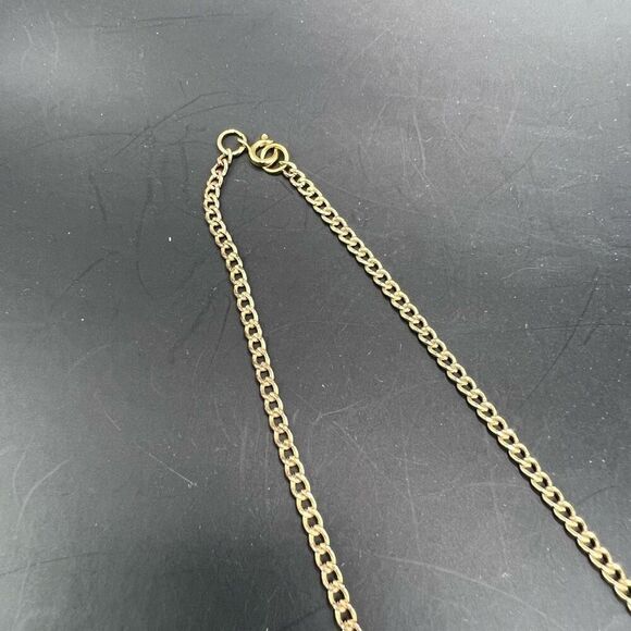 Princess Style Necklace Light Peach Gold Tone Chain Geometric Teardrop Faceted - Picture 5 of 6